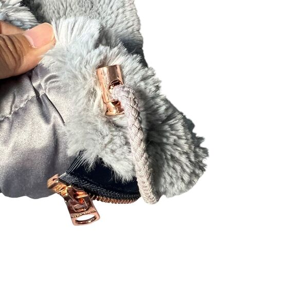 Lucky Brand Faux Fur Jacket Coat Women's Size Small Gray Cozy Soft Fuzzy - Picture 8 of 11